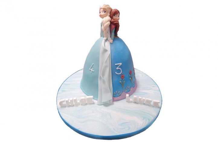 Frozen Elsa and Anna Barbie Style Cake